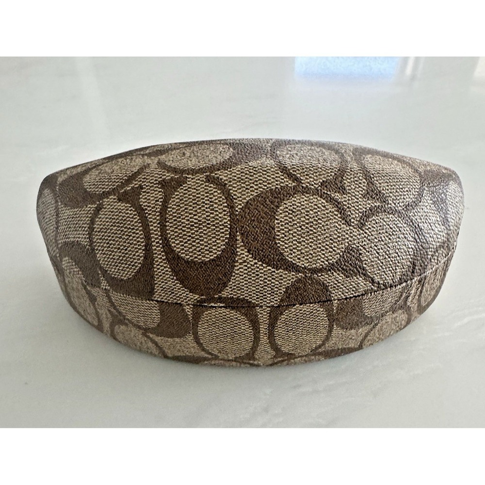 Coach Brown Signature Eyeglass Case Only Hard Shell Authentic w/Cleaning Cloth